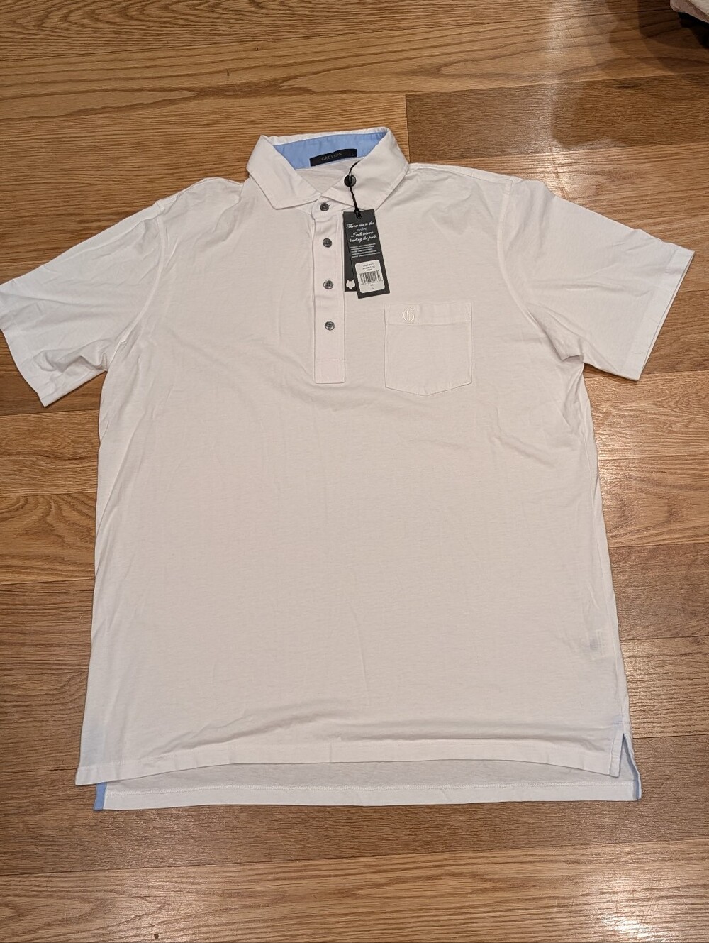 Greyson Spirit Polo Arctic White Large NWT Luxury Performance Golf Shirt